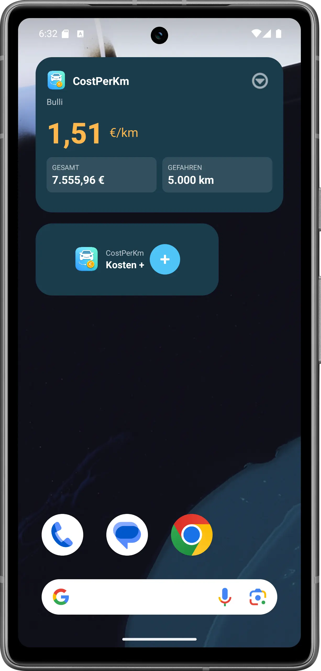 CostPerKm Einstellungen